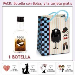 Botellita de Licor de Coco con bolsa y tarjeta