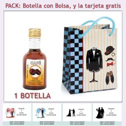 Botellita de Licor de Café con bolsa y tarjeta