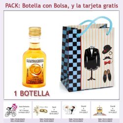 Botellita de Licor de Mandarina con bolsa y tarjeta