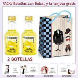2 Botellitas de Licor Limoncielo con bolsa y tarjeta