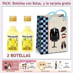 2 Botellitas de Licor de Crema de Limón con bolsa y tarjeta