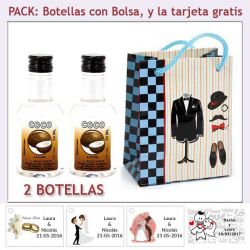 2 Botellitas de Licor de Coco con bolsa y tarjeta