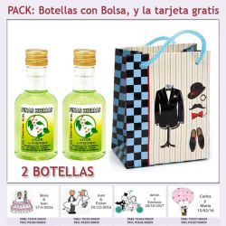 2 Botellitas de Licor de Finas Hierbas con bolsa y tarjeta