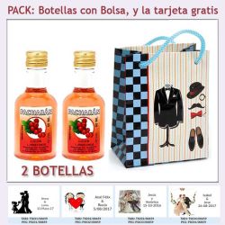 2 Botellitas de Licor de Pacharán con bolsa y tarjeta