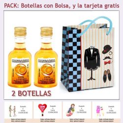 2 Botellitas de Licor de Mandarina con bolsa y tarjeta