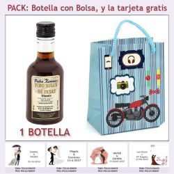 Botellita de Vino Dulce Pedro Ximénez con bolsa y tarjeta