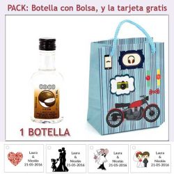 Botellita de Licor de Coco con bolsa y tarjeta