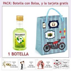Botellita de Licor de Finas Hierbas con bolsa y tarjeta