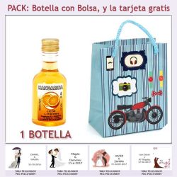 Botellita de Licor de Mandarina con bolsa y tarjeta