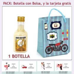 Botellita de Licor de Arroz con Leche con bolsa y tarjeta