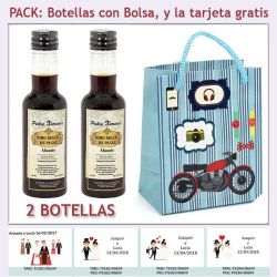 2 Botellitas de Vino Dulce Pedro Ximénez con bolsa y tarjeta