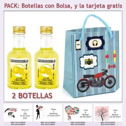 2 Botellitas de Licor Limoncielo con bolsa y tarjeta