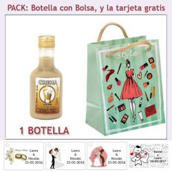 Botellita de Licor de Crema con bolsa y tarjeta