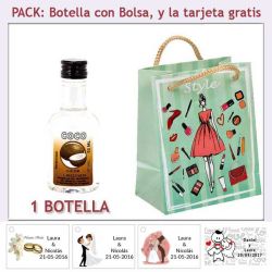 Botellita de Licor de Coco con bolsa y tarjeta