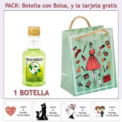 Botellita de Licor de Finas Hierbas con bolsa y tarjeta