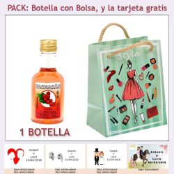 Botellita de Licor de Pacharán con bolsa y tarjeta