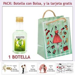 Botellita de Ron Mojito con bolsa y tarjeta