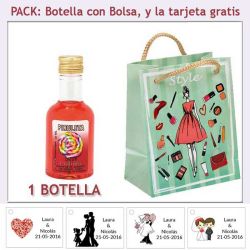 Botellita de Licor de Piruleta con bolsa y tarjeta