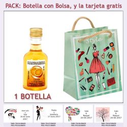 Botellita de Licor de Mandarina con bolsa y tarjeta