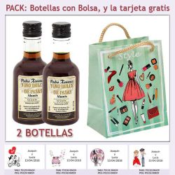 2 Botellitas de Vino Dulce Pedro Ximénez con bolsa y tarjeta