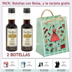 2 Botellitas de Vino Dulce Pedro Ximénez con bolsa y tarjeta