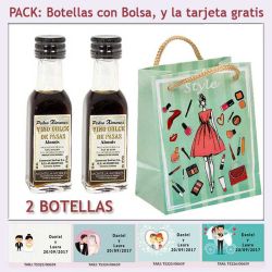 2 Botellitas de Vino Dulce Pedro Ximénez con bolsa y tarjeta