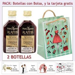 2 Botellitas de Vino Dulce Pedro Ximénez con bolsa y tarjeta