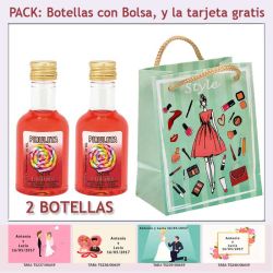 2 Botellitas de Licor de Piruleta con bolsa y tarjeta