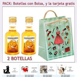 2 Botellitas de Licor de Mandarina con bolsa y tarjeta