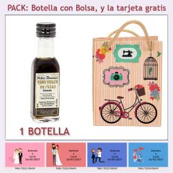 Botellita de Vino Dulce Pedro Ximénez con bolsa y tarjeta