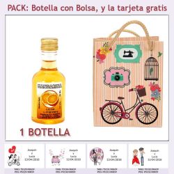 Botellita de Licor de Mandarina con bolsa y tarjeta