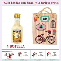 Botellita de Licor de Arroz con Leche con bolsa y tarjeta