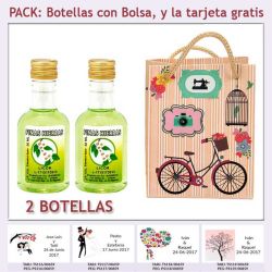 2 Botellitas de Licor de Finas Hierbas con bolsa y tarjeta