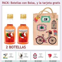 2 Botellitas de Licor de Pacharán con bolsa y tarjeta