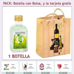 Botellita de Ron Mojito con bolsa "bodegón" y tarjeta