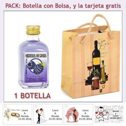 Botellita de Ginebra de Mora con bolsa "bodegón" y tarjeta