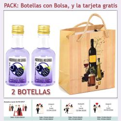 2 Botellitas de Ginebra de Mora con bolsa "bodegón" y tarjeta