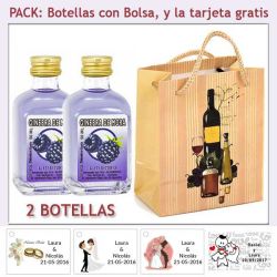 2 Botellitas de Ginebra de Mora con bolsa "bodegón" y tarjeta