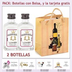 2 Botellitas de Ginebra Blanca con bolsa "bodegón" y tarjeta