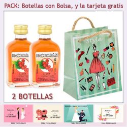 2 Botellitas de Pacharán con bolsa fashion con mujer y tarjeta