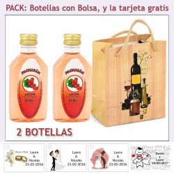 2 Botellitas de Pacharán con bolsa bodegón y tarjeta