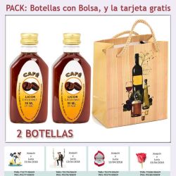 2 Botellitas de Licor de Café con bolsa bodegón y tarjeta