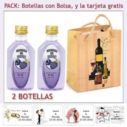 2 Botellitas de Ginebra de Mora con bolsa bodegón y tarjeta