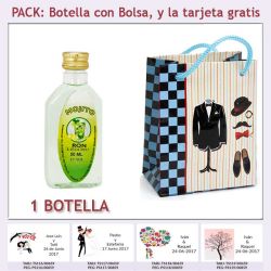 Botellita de Ron Mojito con bolsa charlestón y tarjeta
