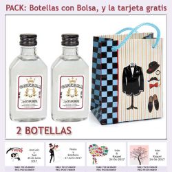 2 Botellitas de Ginebra Blanca con bolsa charlestón y tarjeta