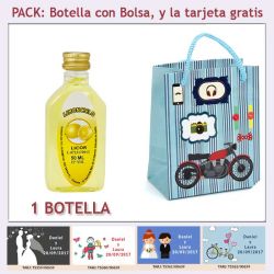 Botellita de Limoncielo con bolsa con moto roja y tarjeta