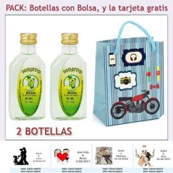 2 Botellitas de Ron Mojito con bolsa con moto roja y tarjeta