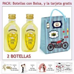 2 Botellitas de Limoncielo con bolsa con moto roja y tarjeta