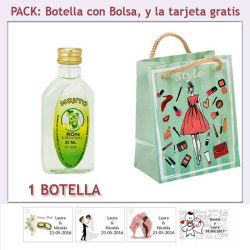 Botellita de Ron Mojito con bolsa fashion con mujer y tarjeta