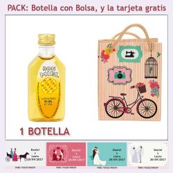 Botellita de Ron Miel con bolsa fashion con bicicleta y tarjeta